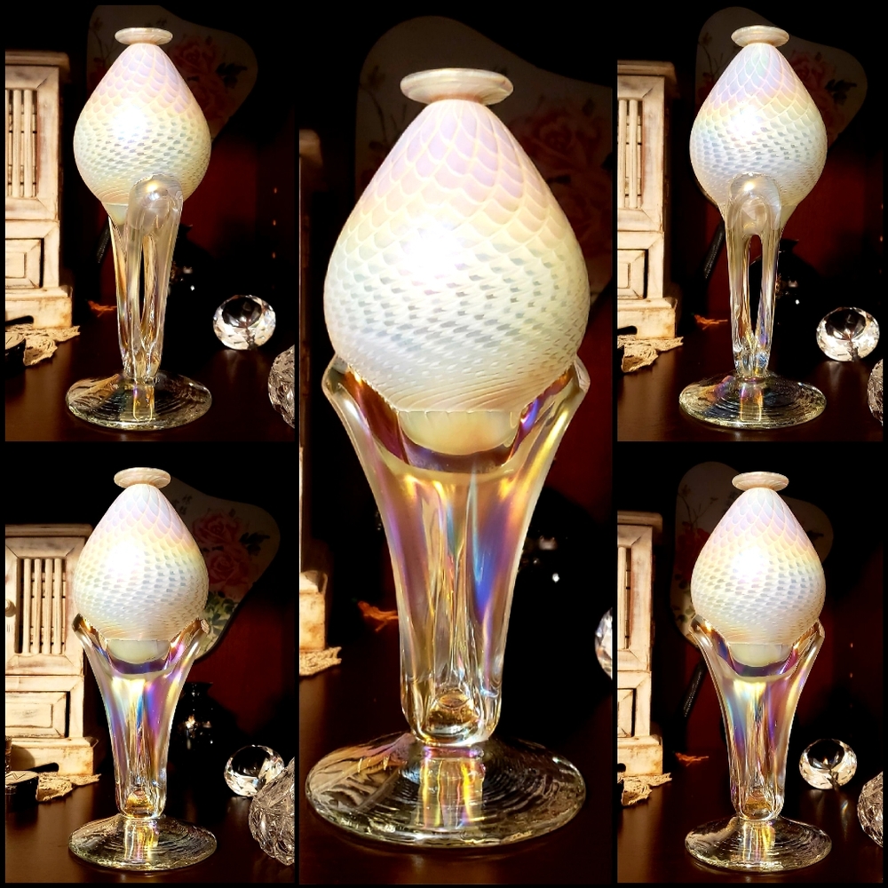 EXQUISITE OPALESCENT RON MYNATT VASE - Picture 3 of 9
